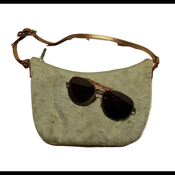 Authentic vintage Gucci bag light blue with gold metallic threading - Picture 7 of 7